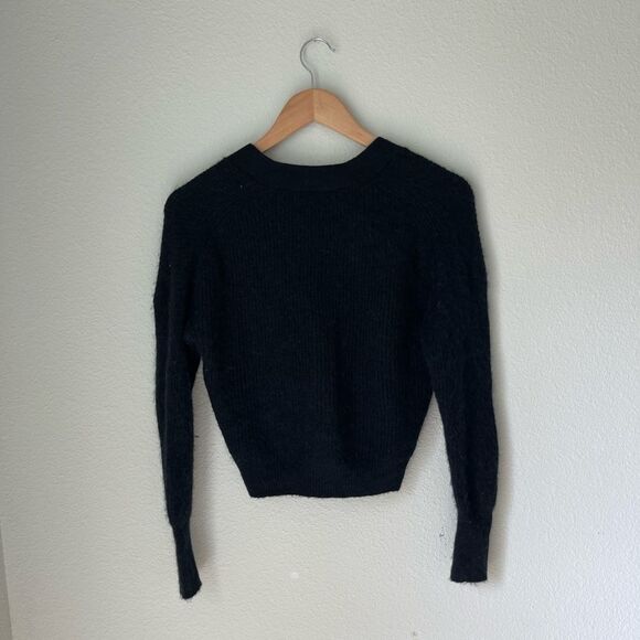 J. Crew Ribbed V-Neck Wool Cardigan Sweater in Black - Picture 11 of 12